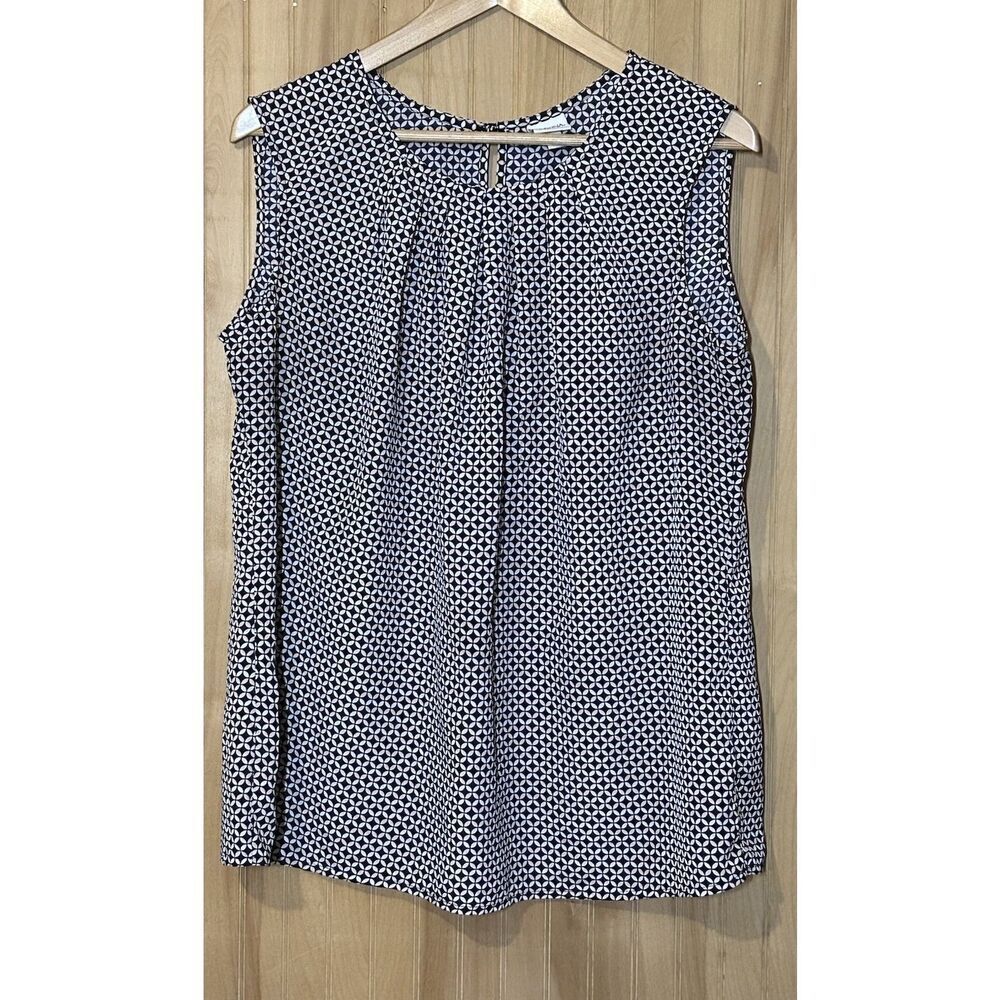 Merona Women's XXL Polyester Sleeveless Top Blue Pink Geometric Print